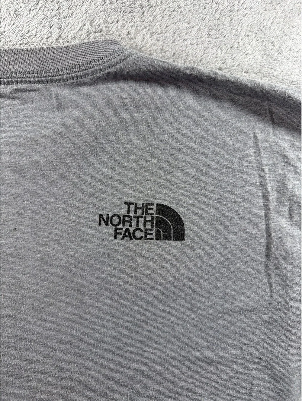 The North Face Men's Gray Short Sleeve T-Shirt Neon Logo Graphic Crew